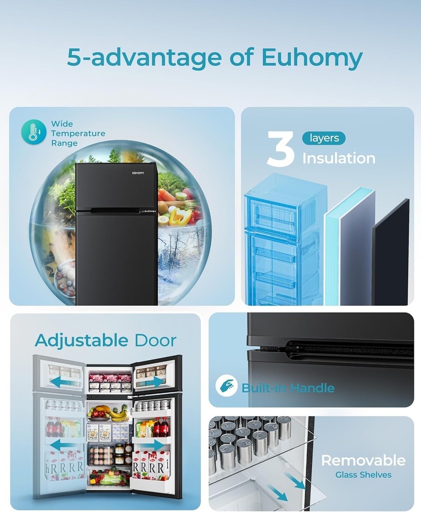 Mini Refrigerator with Freezer, 4.5 Cu.Ft - Adjustable Shelves, Energy-Efficient