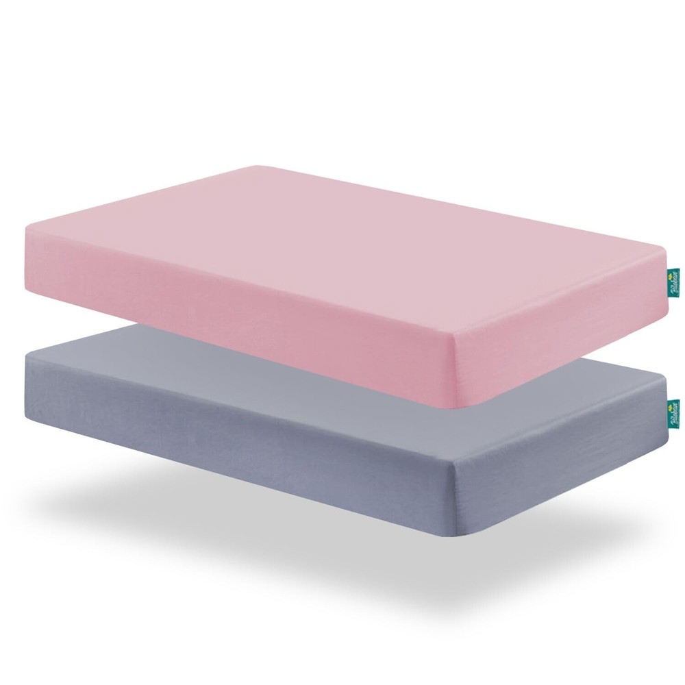 Biloban Pack and Play Sheets Fitted, n /Playard Sheets, Grey & Pink
