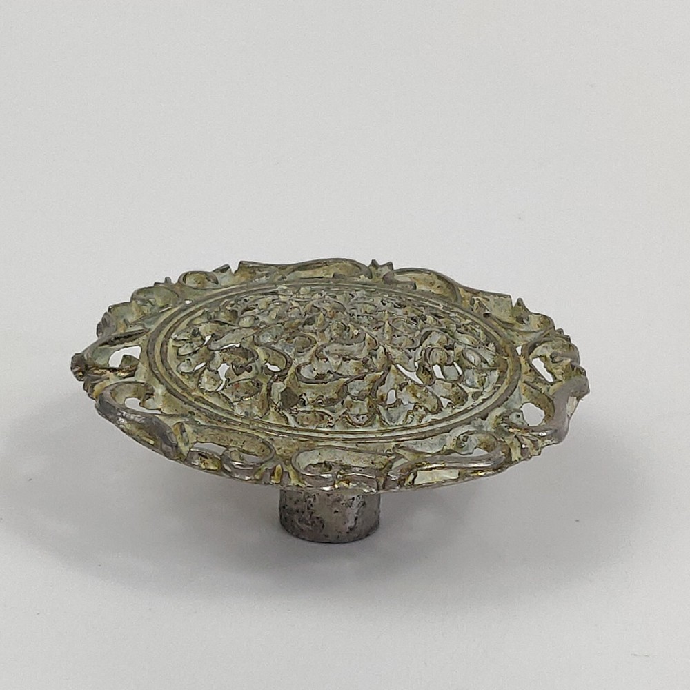 Vintage Brass Cabinet Drawer Pull Ornate Decorative Scroll Pattern 1.75"