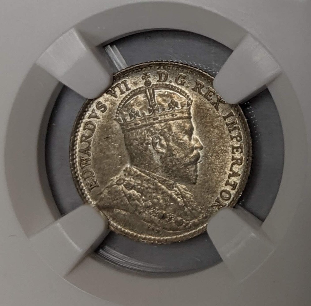 1908 Canada 5c Small 8 NGC AU 58