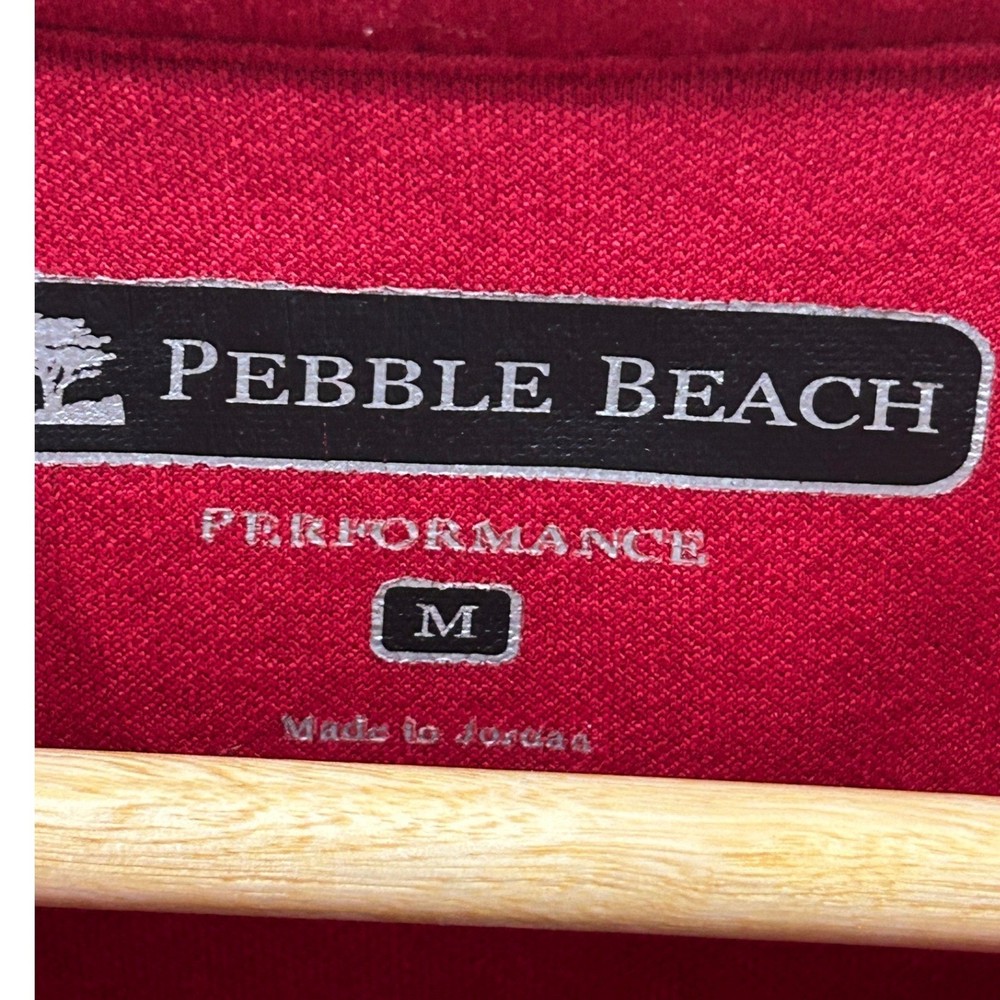 Pebble Beach Performance Men's Medium Quarter Zip Pullover Red Golf Course Logo