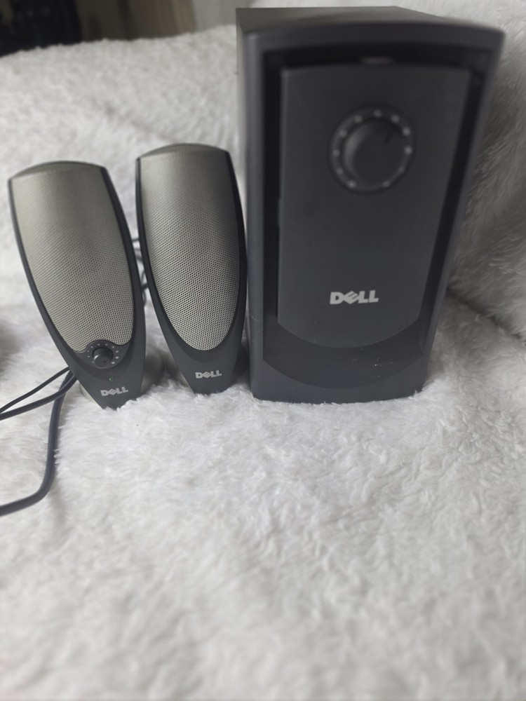 Dells 2.1 Speakers Systems Suboowfer +2 Speakers Computer Audio Set Tested