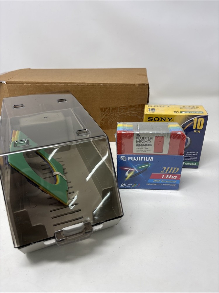 3.5" Floppy Disk Plastic Storage Box Case Diskette File with Blanks NOS