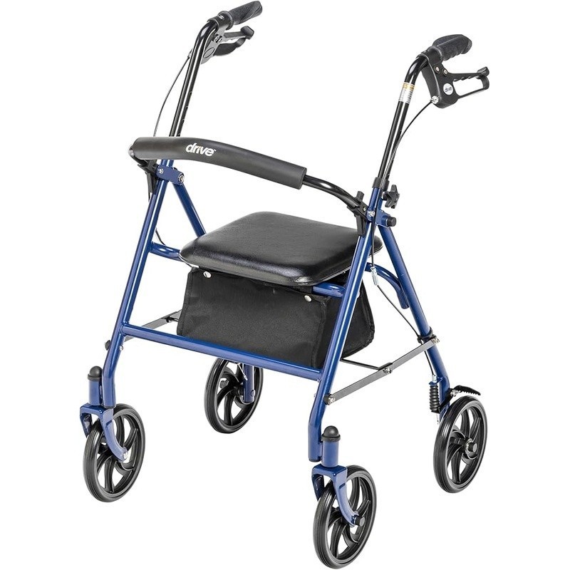 Stable Rollator Walker W/ Adjustable Height Ergonomic Handles & Underseat Pouch