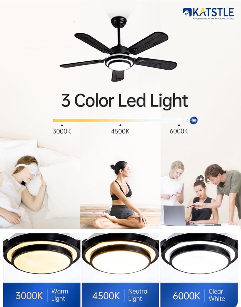 KATSTLE 42 inch Black Ceiling