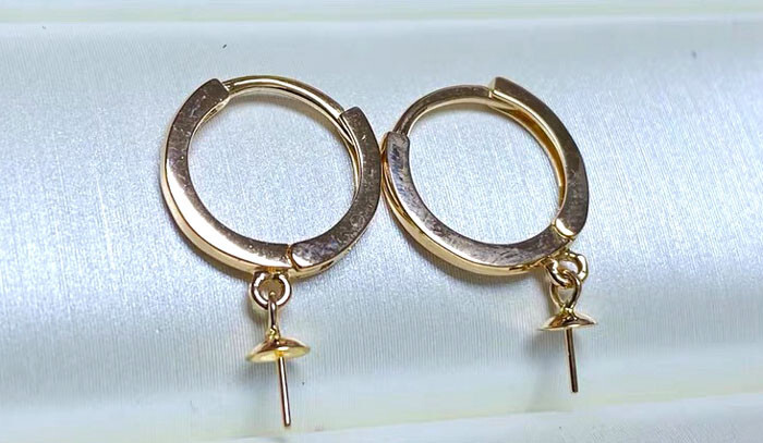 18K Yellow Gold Hook Earring Setting & Pin Finding DIY Dangle Earring (1 Pair)