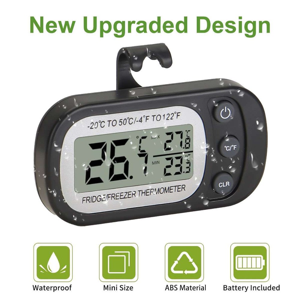 Refrigerator Thermometer Digital Fridge Freezer Waterproof Large LCD Display US