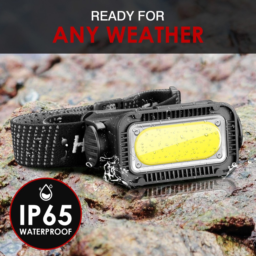 2pack Super Bright COB LED Headlamp Rechargeable Waterproof Headlight Work Light