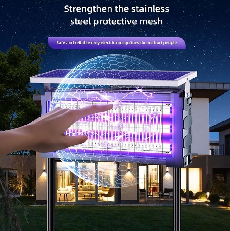 Solar Bug Zapper Outdoor Mosquito Zapper 4500V Waterproof Rechargeable Fly Zappe