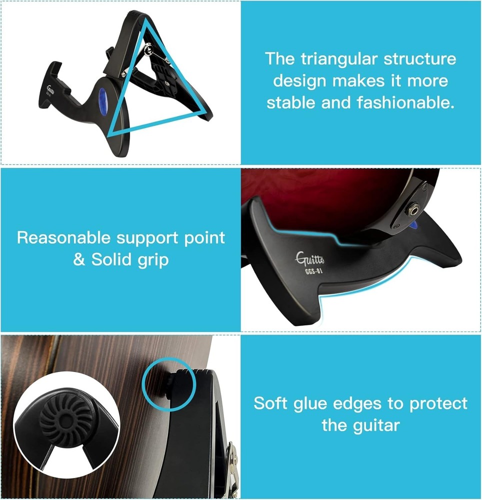 Universal Guitar Tripod Stand - Lightweight & Scratch-Proof for Secure Support
