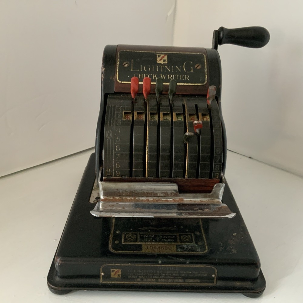 Vintage F E LIGHTNING Check Writer