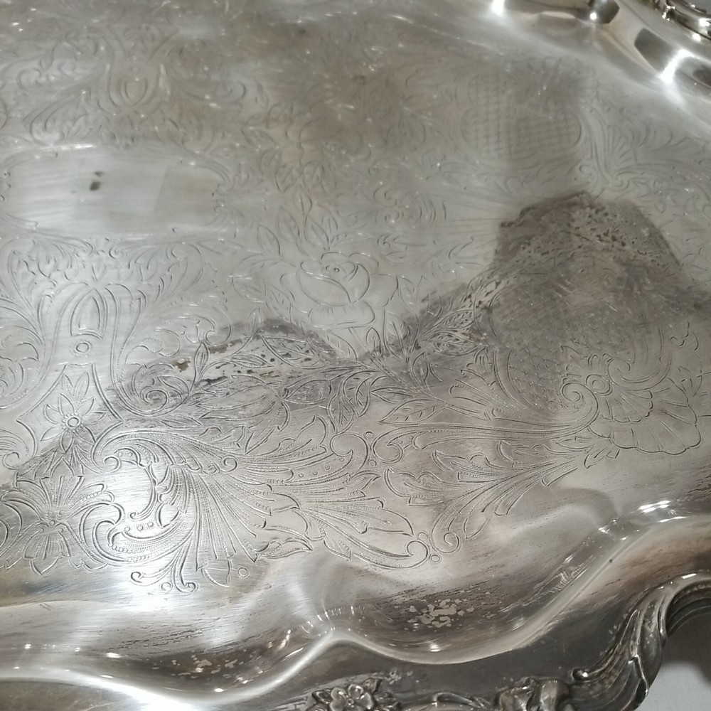 Wallace Silver Plate Coffee, Tea Set 5 Piece Large Tray 28½" Rosepoint Pattern