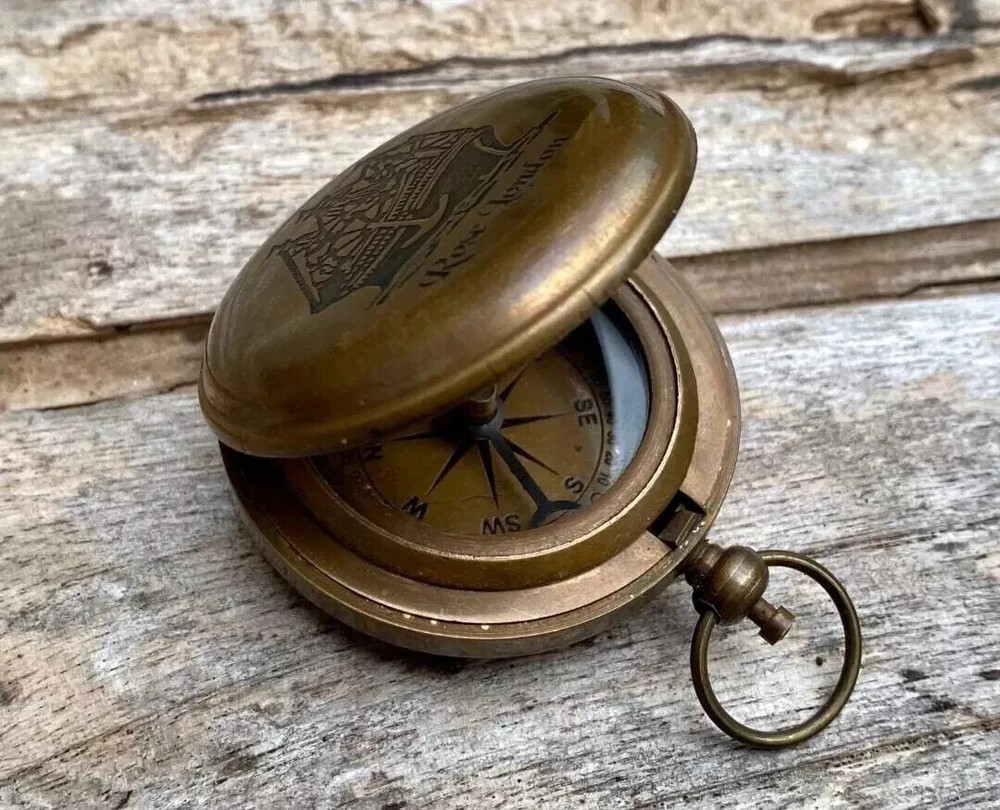 Pocket Compass Vintage Style Working Designer Solid Brass Finished Stylish Gift
