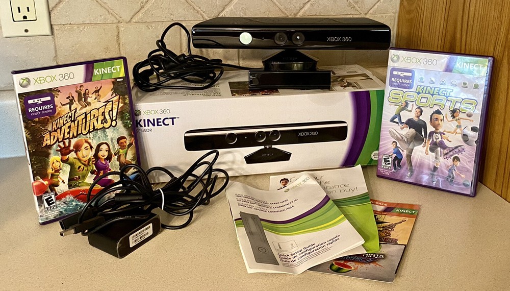 Microsoft Xbox 360 Kinect Sensor in Box+2 Games Kinect Adventures,Kinect Sports