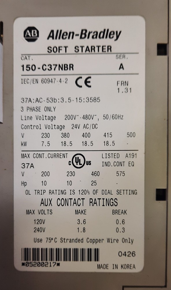 Allen Bradley 150-C367NBR Soft Starter