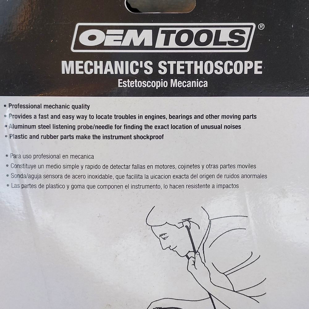 OEMTOOLS 25210 Mechanic's Stethoscope, Diagnose Engine Noise, Universal Fit
