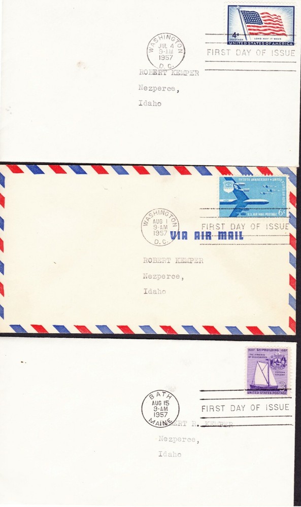 U.S. FDCs; 17 Different, issued 7/57 thru 6/58 - Sc. #C49 & #E21