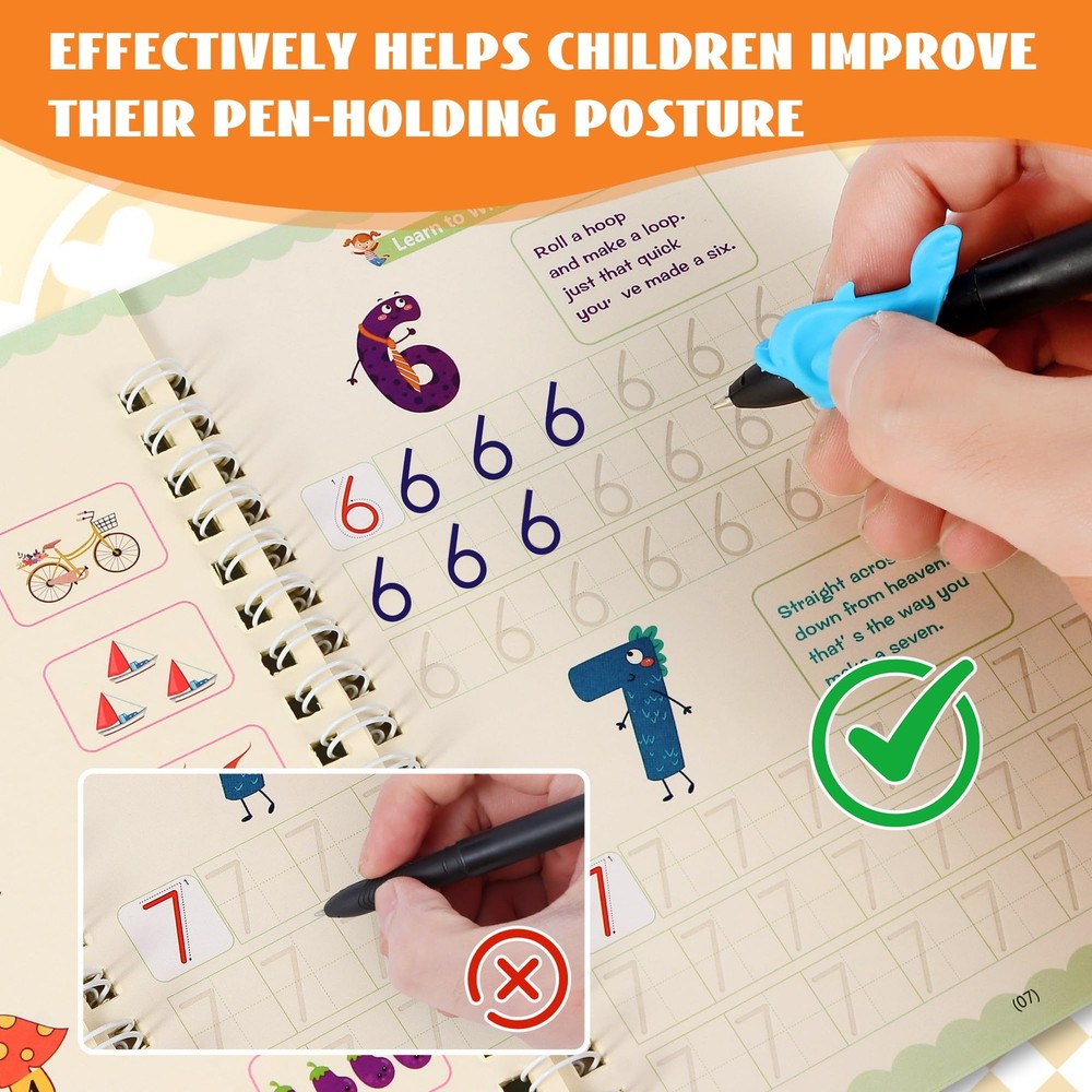 Magic Grooved Writing Practice Books, Reusable Handwriting Practice...