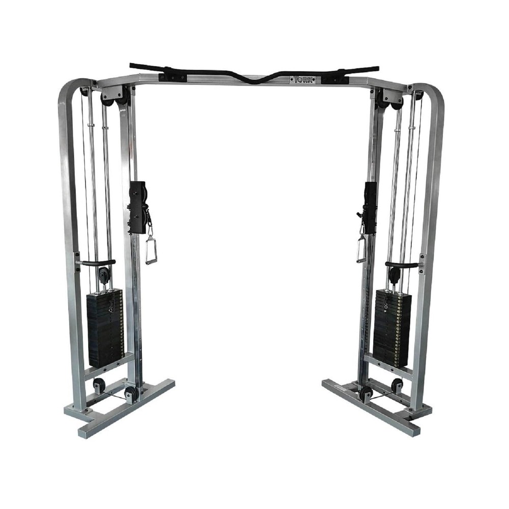 STS Angled Cable Crossover Dual 200lb Stacks Gym Machine Silver