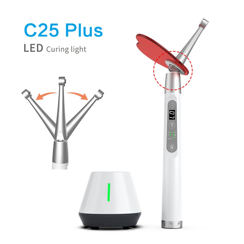 Dental Wireless 10W LED Curing Light 1 Second Curing Flexible Head C25 Plus USA