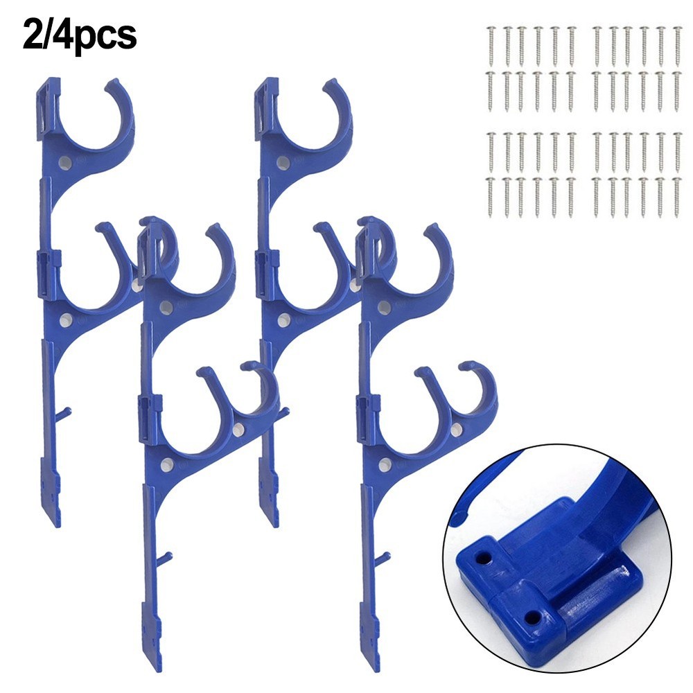 Practical Pool Pole Hanger Set for Telescopic Poles and Cleaning Brushes
