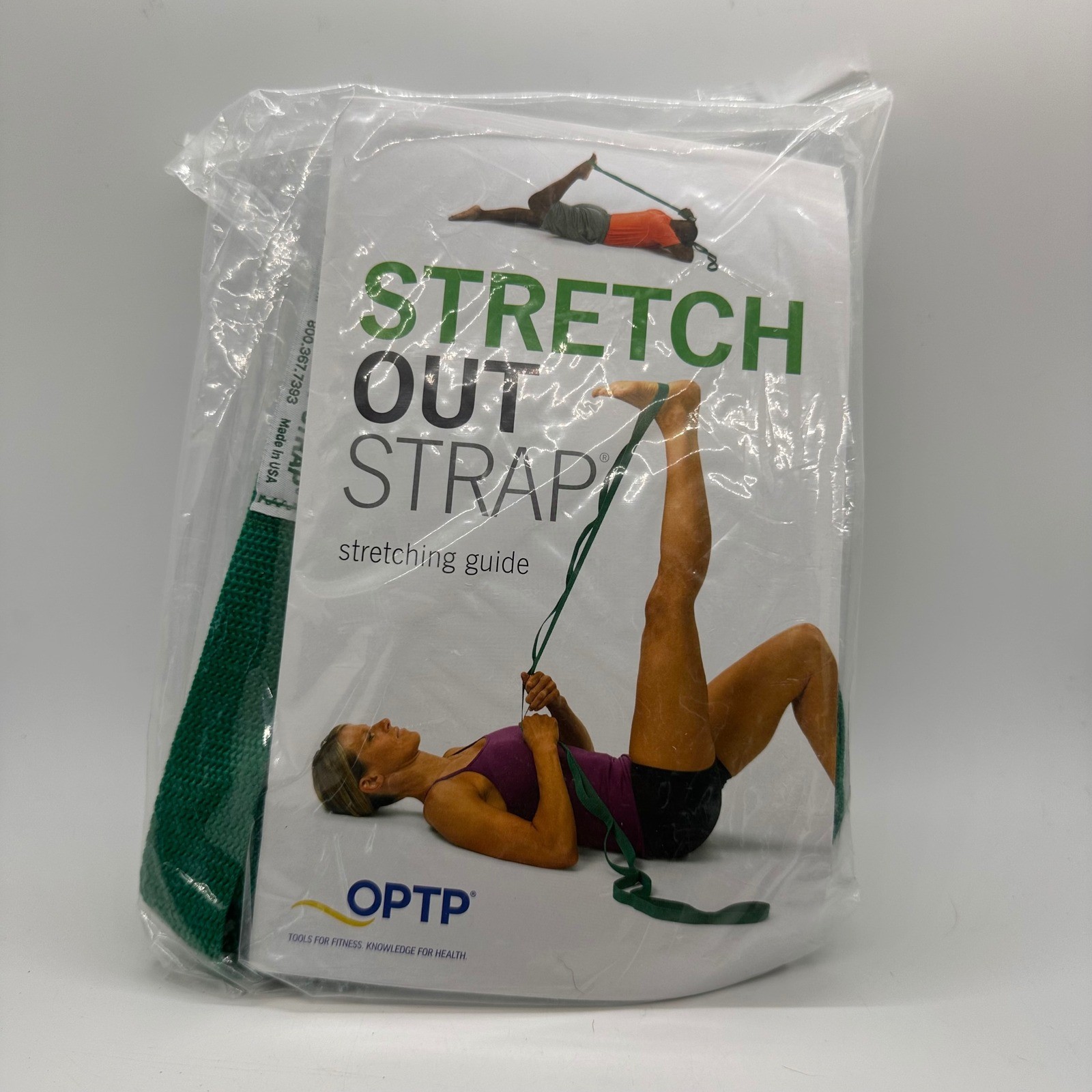 OPTP Stretch Out Strap Stretching Guide Green Exercise Yoga Pilates Band