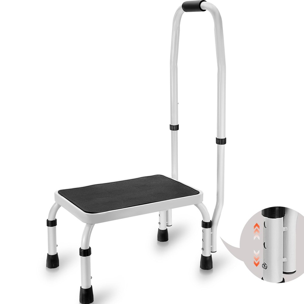 Step Stool 1Step 330lbs Capacity, 3 Adjustable Height with Handle Steel Step ...