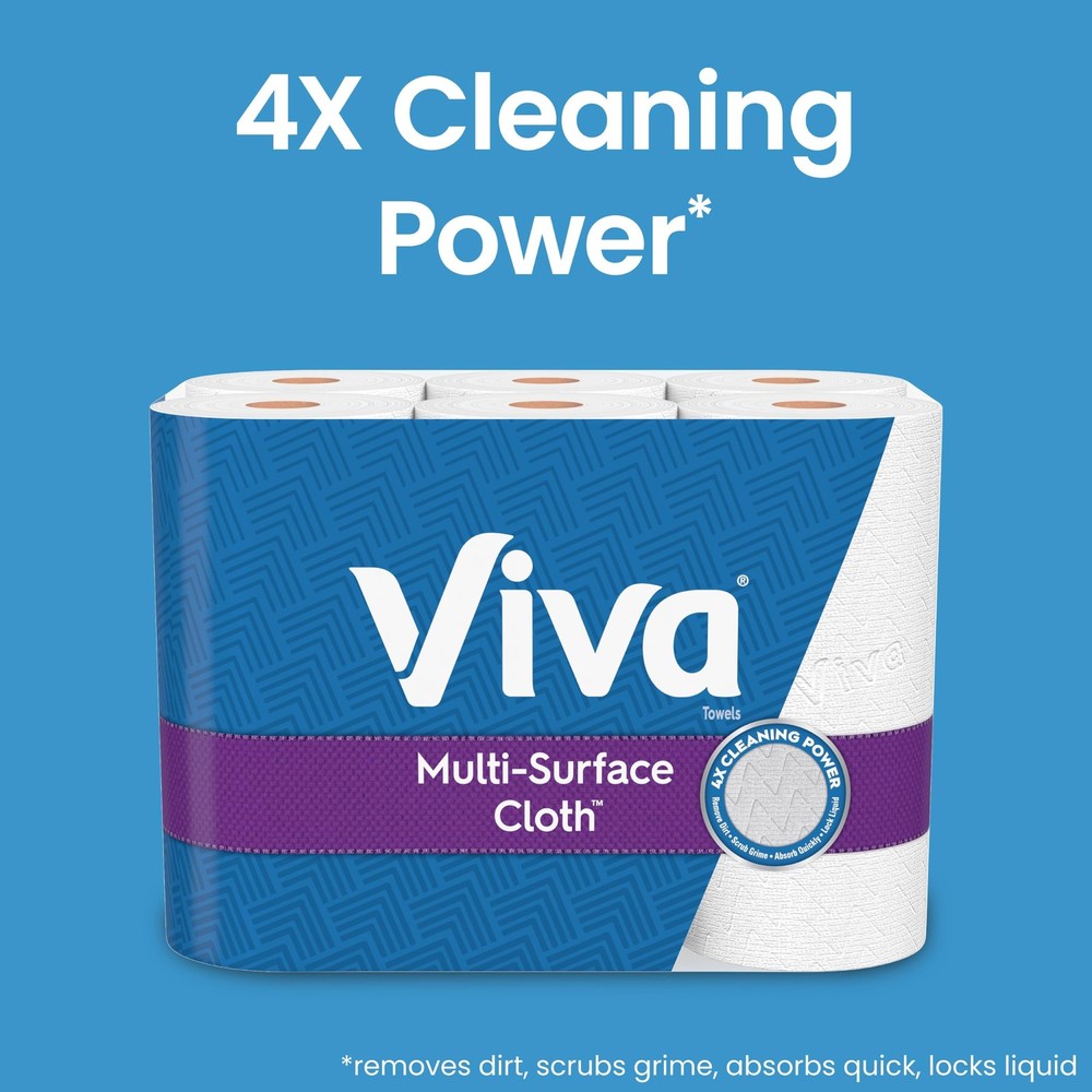 Viva Multi-Surface Cloth Paper Towels, Task Size - 12 Super Rolls (2x 6)