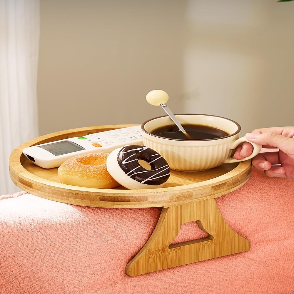 Sofa Arm Tray Table Clip-Bamboo Sofa Clip Side Table-Wide Sofa Arm Table