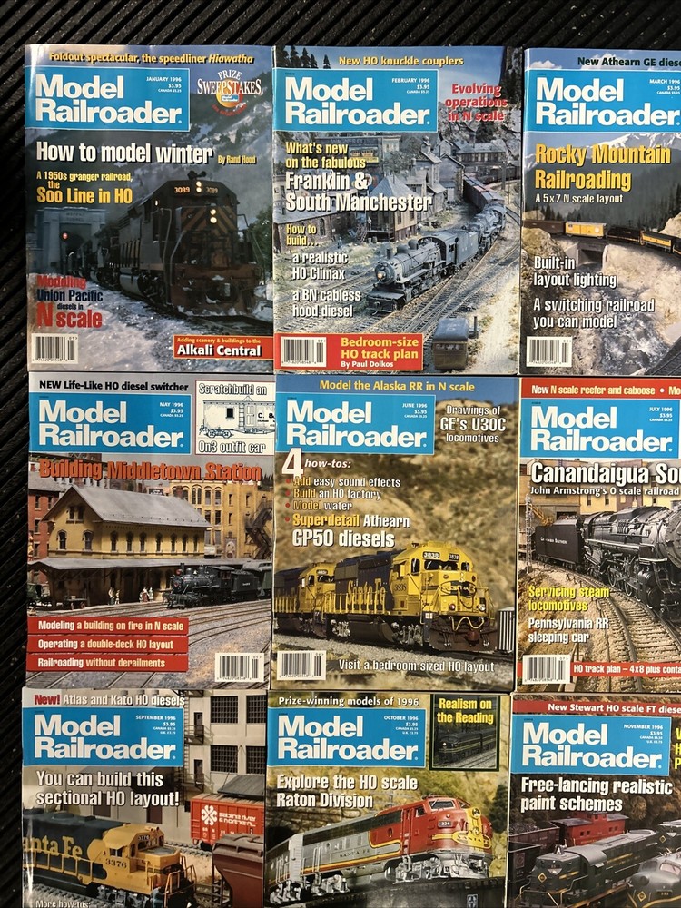 Vintage 1996 Model Railroader Magazines Complete Year 12 Issues