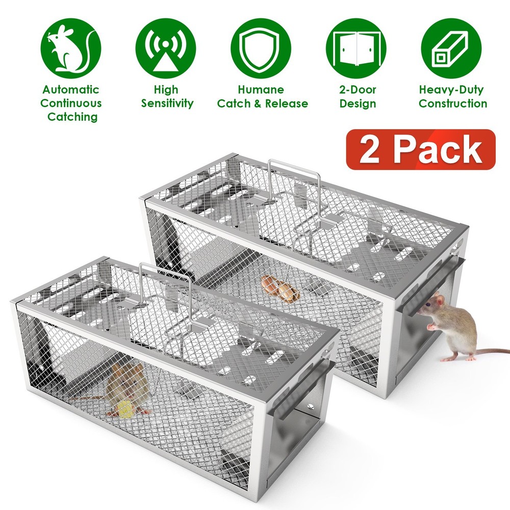 2Pcs Humane Live Mouse Traps Automatic Continuous Catching Rat Trap for House