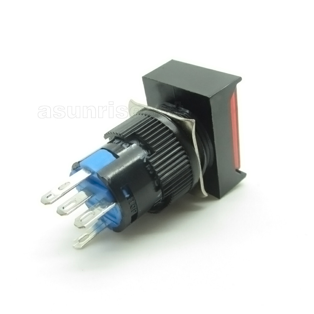 25 × Red 16mm Push Button Switch Momentary Rectangle DC 12V LED Light Bulk Lot