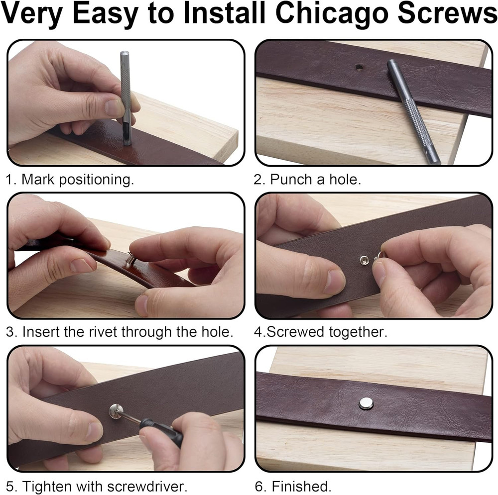 110Sets Chicago Screws Leather Rivets Assorted Screw Rivets Chicago Binding Scre