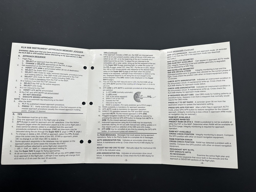 King KLN 90B Memory Jogger Laminated 6 Page Summary