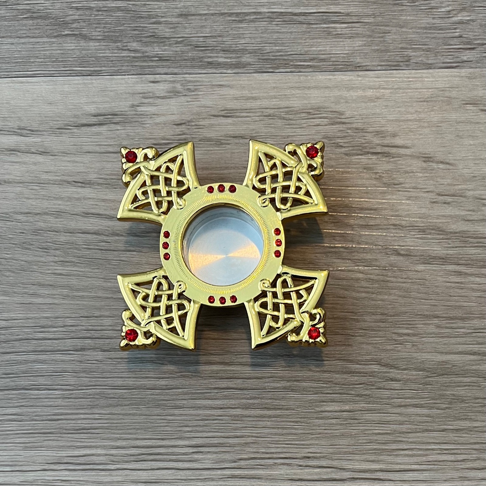 Personal Reliquary Relic Case 2” Golden Tone Red Stones Box Relics Catholic