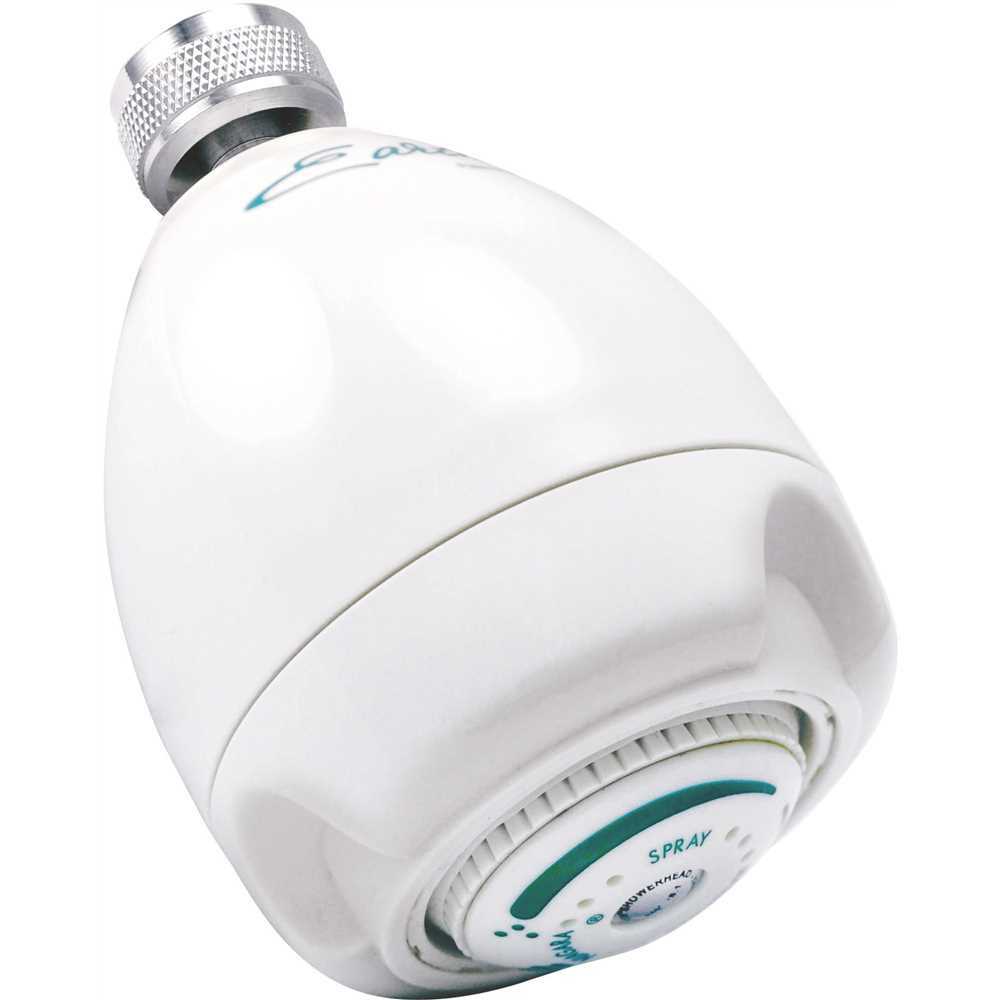 3-Spray 2.7 in Single Wall Mount Low Flow Fixed Adjustable Shower Head in White