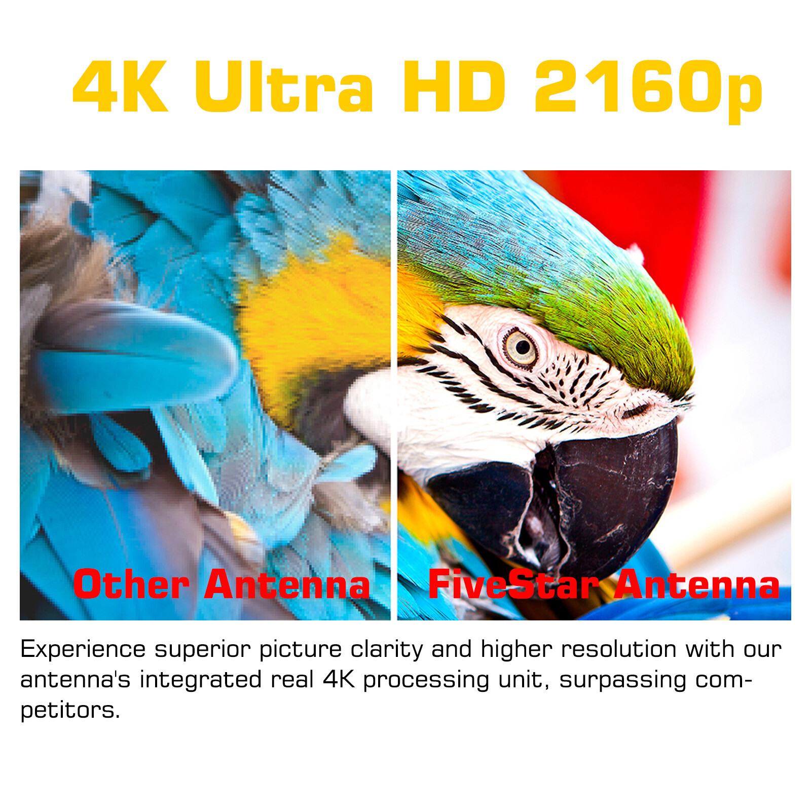 990 Mile HDTV Outdoor Amplified TV Antenna 36dB Rotate 360° UHF VHF FM with Pole