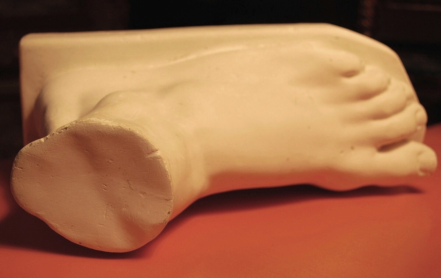 Antique Life Sized MALE HUMAN FOOT PLASTER CAST SCULPTURE 1920s European Art 10"