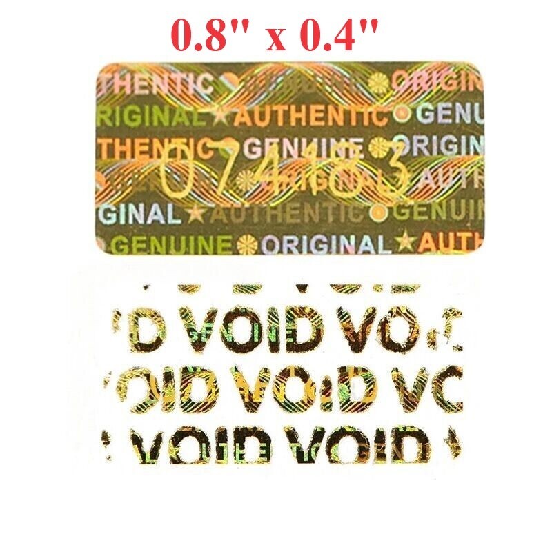100 HOLOGRAM TAMPER PROOF, WARRANTY VOID,SECURITY LABELS STICKERS GOLD 20 x10 mm