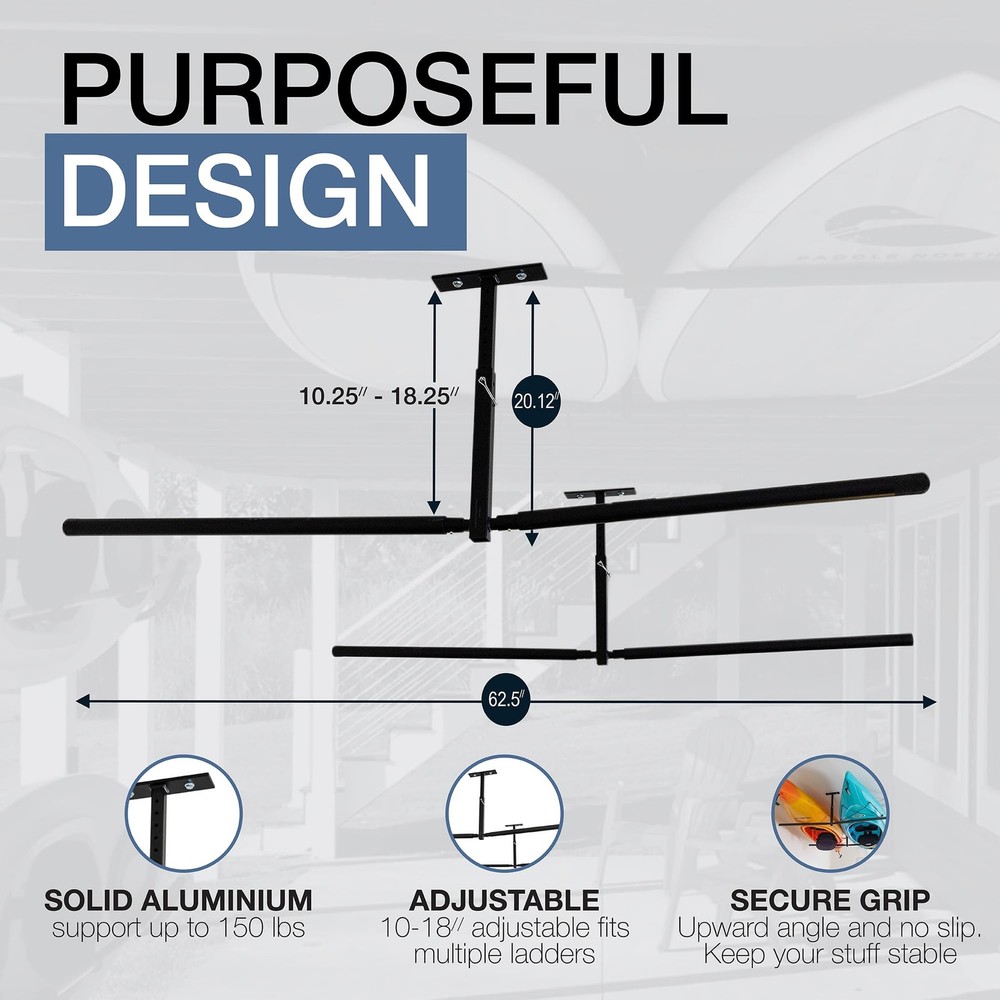 2 Kayak Ceiling Rack - Adjustable Overhead Storage for Recreational & Touri