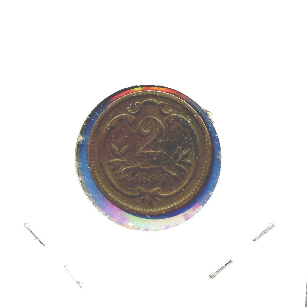 1894 Austria 2 Two Heller Austrian Osterreich Coin