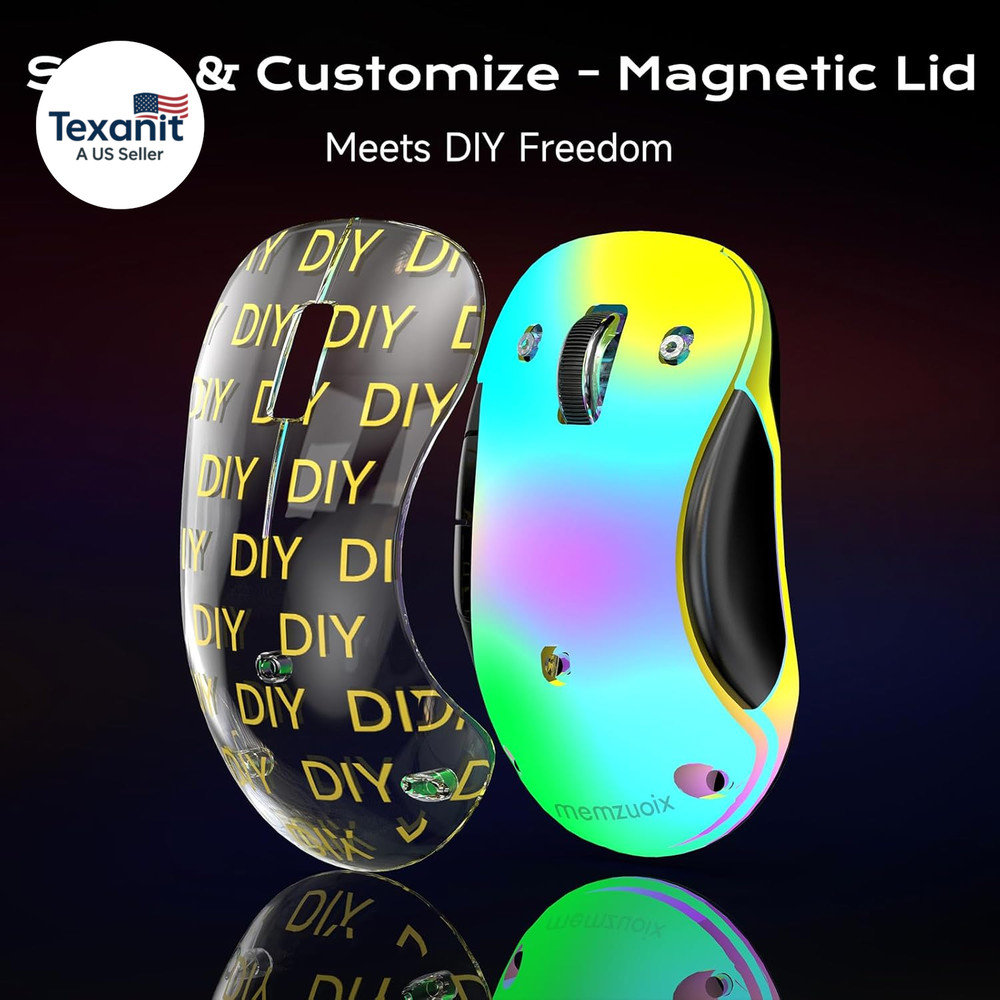 2.4G Aesthetic Wireless Mouse - Customizable Covers & LED Mood Lighting - Rechar