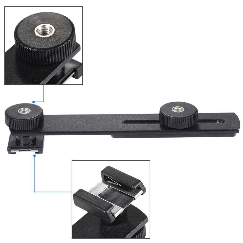 Dual Flash Bracket Tripod Mount for 1/4" Screw Video Light Stand Flashlight