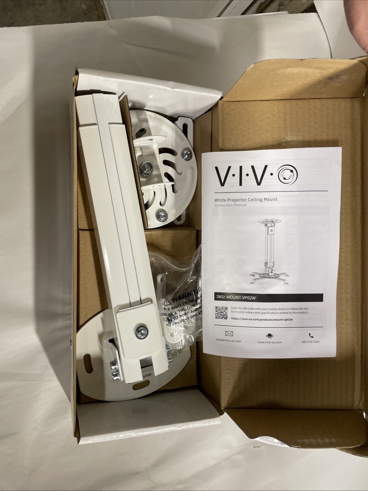 VIVO Universal Projector Mount Ceiling Mount-VP02W WHITE Adjustable Height 30lb