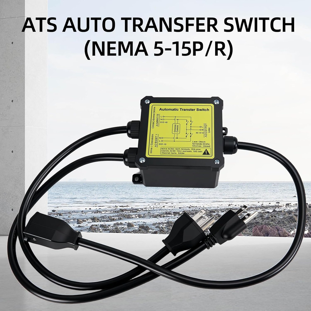 AC120V 15A ATS Generator Automatic Transfer Switch (NEMA 5-15P/R)
