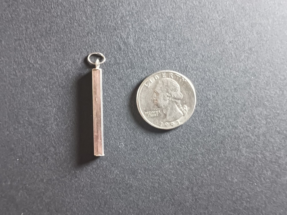 Vtg Sterling Silver Vertical Rectangular 1.75" Bar Pendant Minimalist