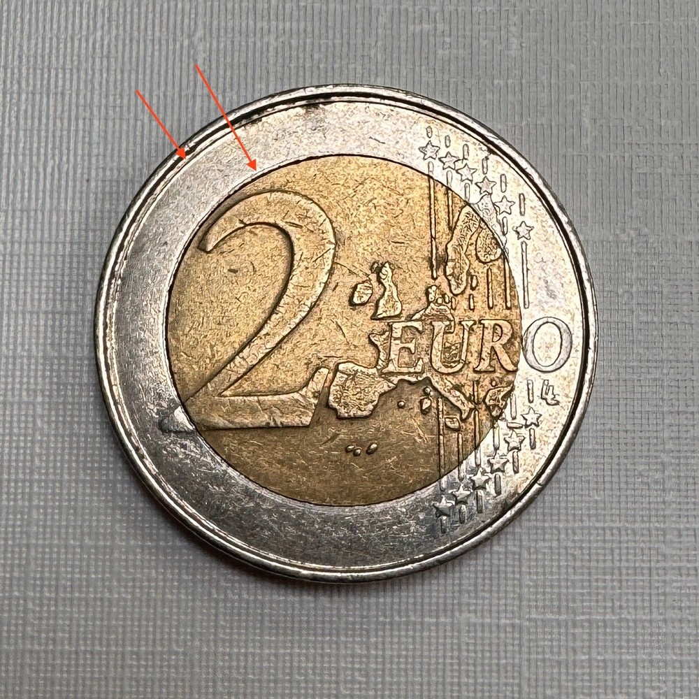 2 euro coin, Belgium, 2006. With Mint Errors