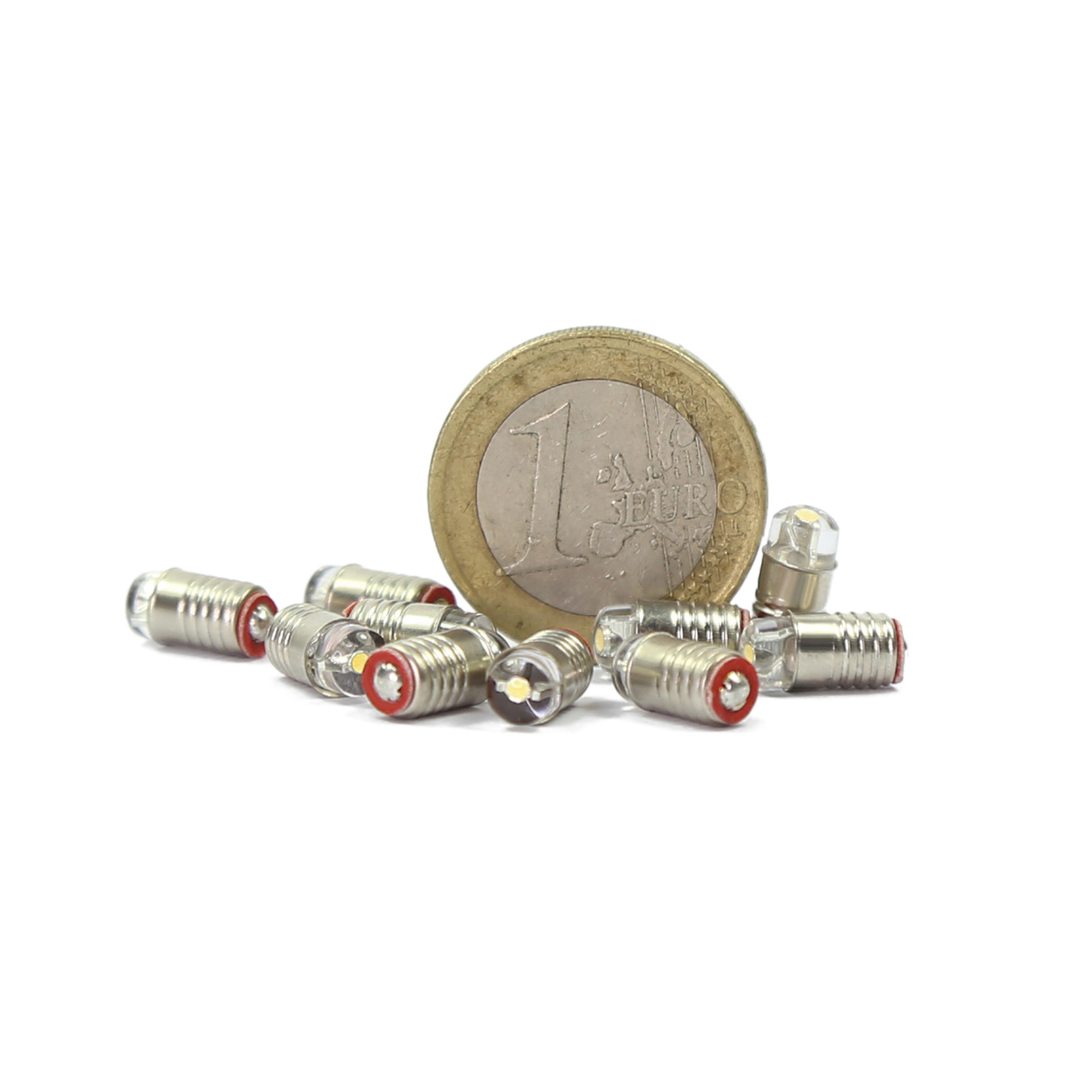 10 Units Bright White LED Screw E5 E5.5 12V Bulbs with Stand holder HO N Scale