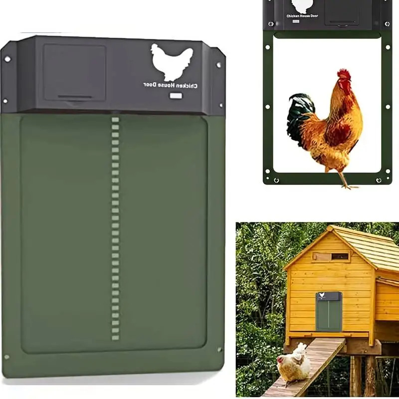 Battery Powered Automatic Chicken Coop Door with Light Sensor for Poultry