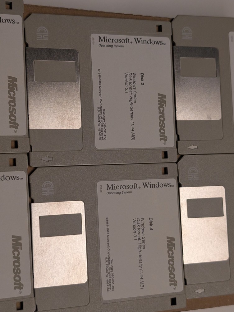 Microsoft Windows 3.1 Operating System Vintage PC Software Complete 6 Disk Set